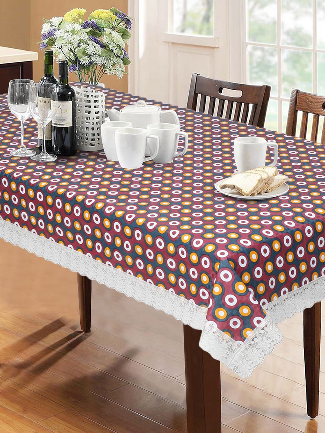 

Dakshya Industries Red & Yellow Printed 6-Seater Table Cover