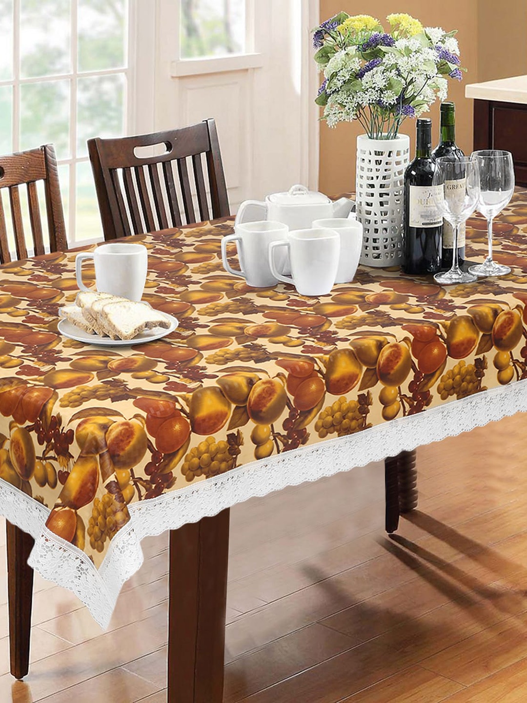 

Dakshya Industries Brown & White Printed 6-Seater Table Cover