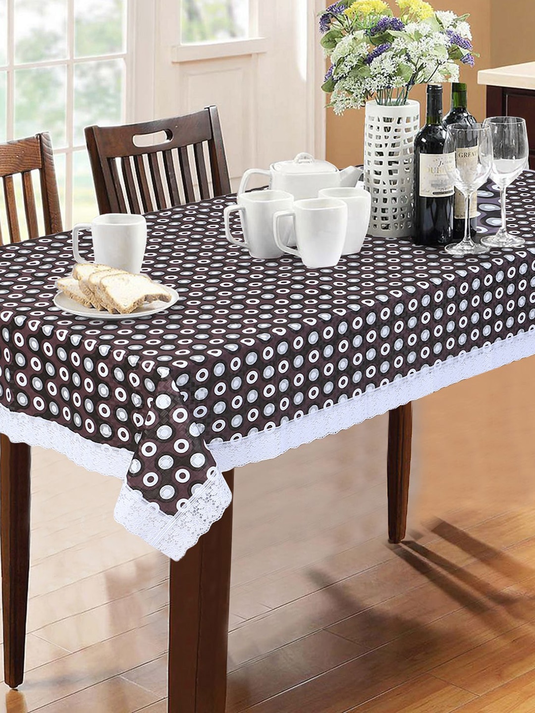 

Dakshya Industries Grey & White Printed 6-Seater Table Cover