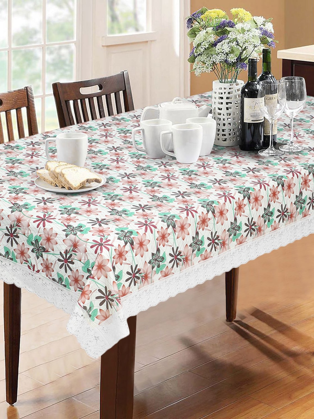 

Dakshya Industries Green & White Printed 6-Seater Table Cover