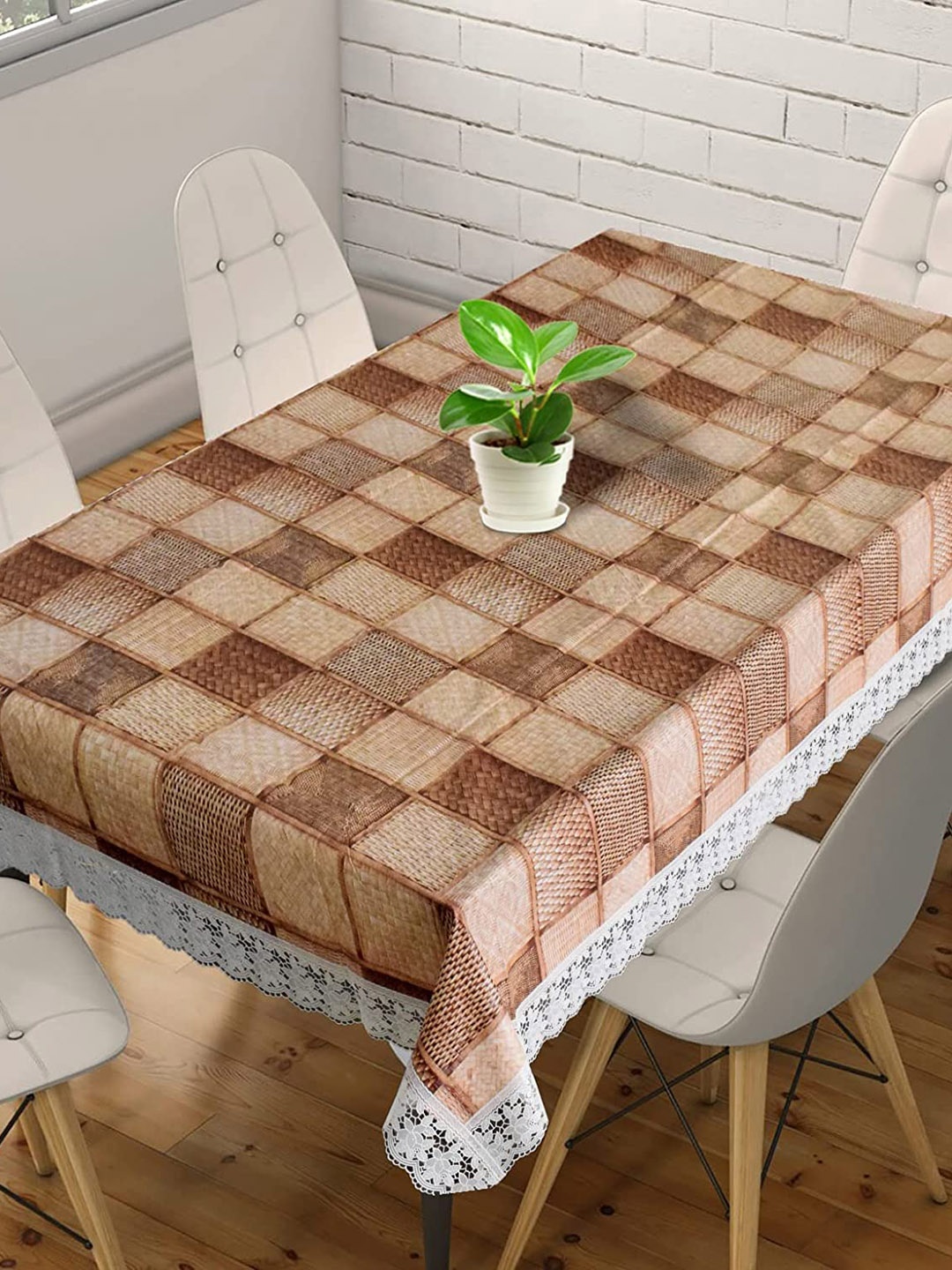 

Dakshya Industries Brown & White Printed 6-Seater Table Cover