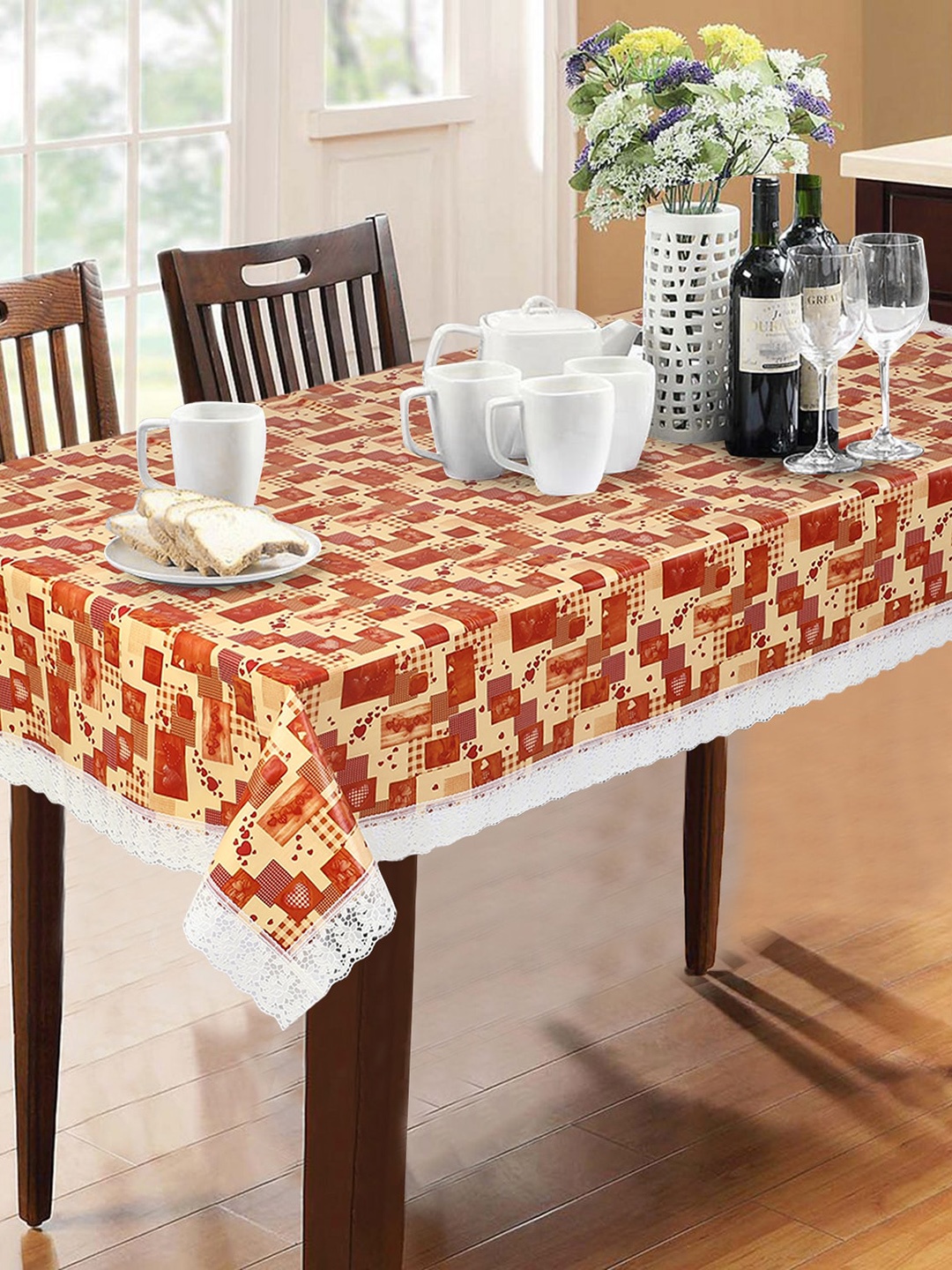 

Dakshya Industries Beige & Brown Printed 6-Seater Table Cover