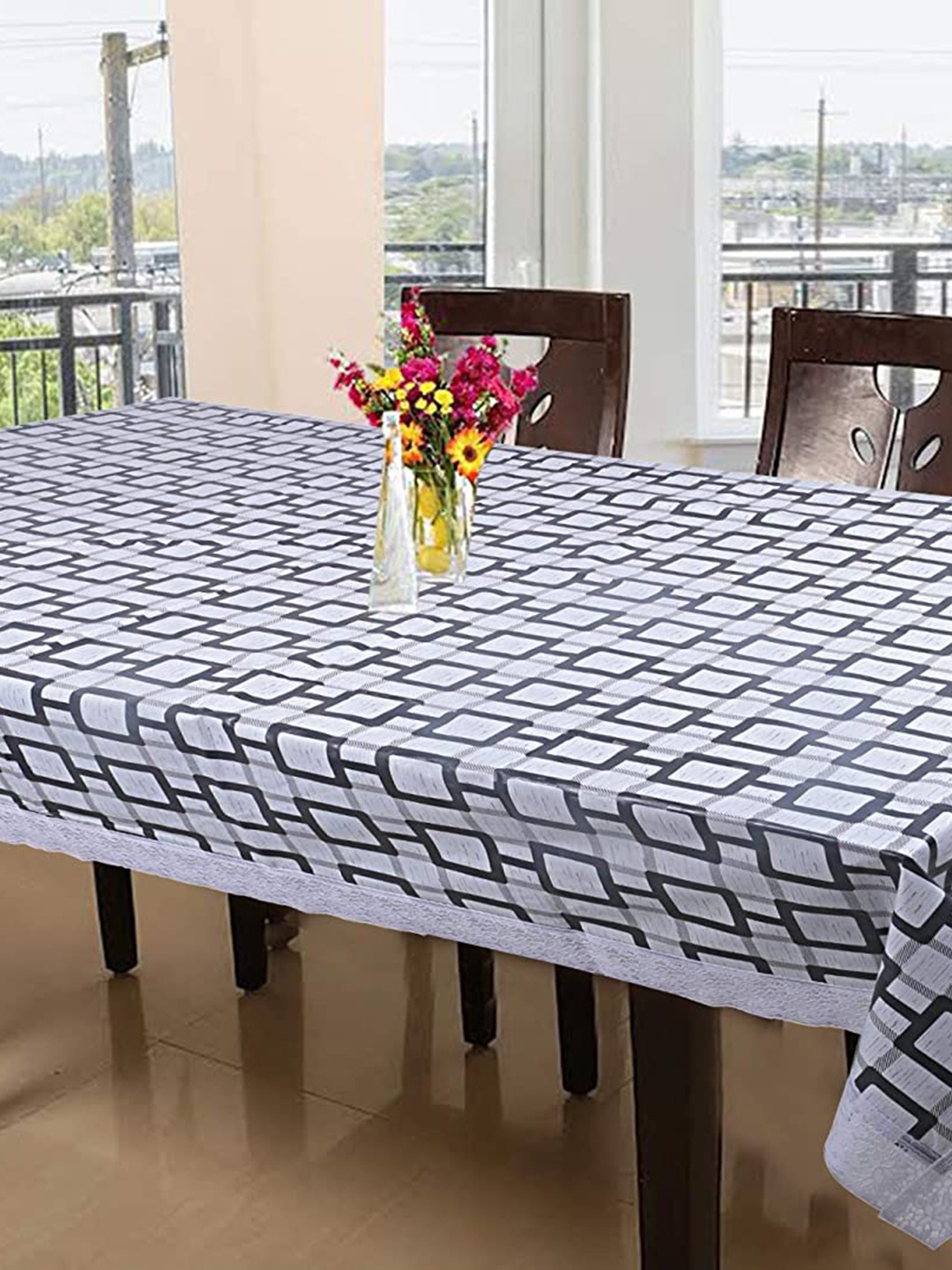 

Dakshya Industries Black & White Printed 6-Seater Table Cover