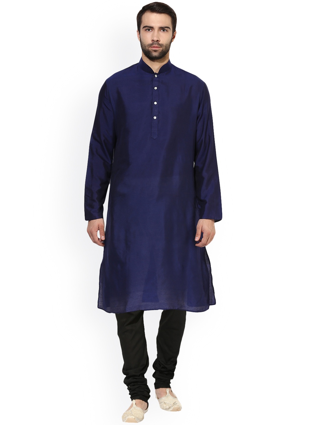 

KISAH Men Blue & Black Solid Kurta with Churidar