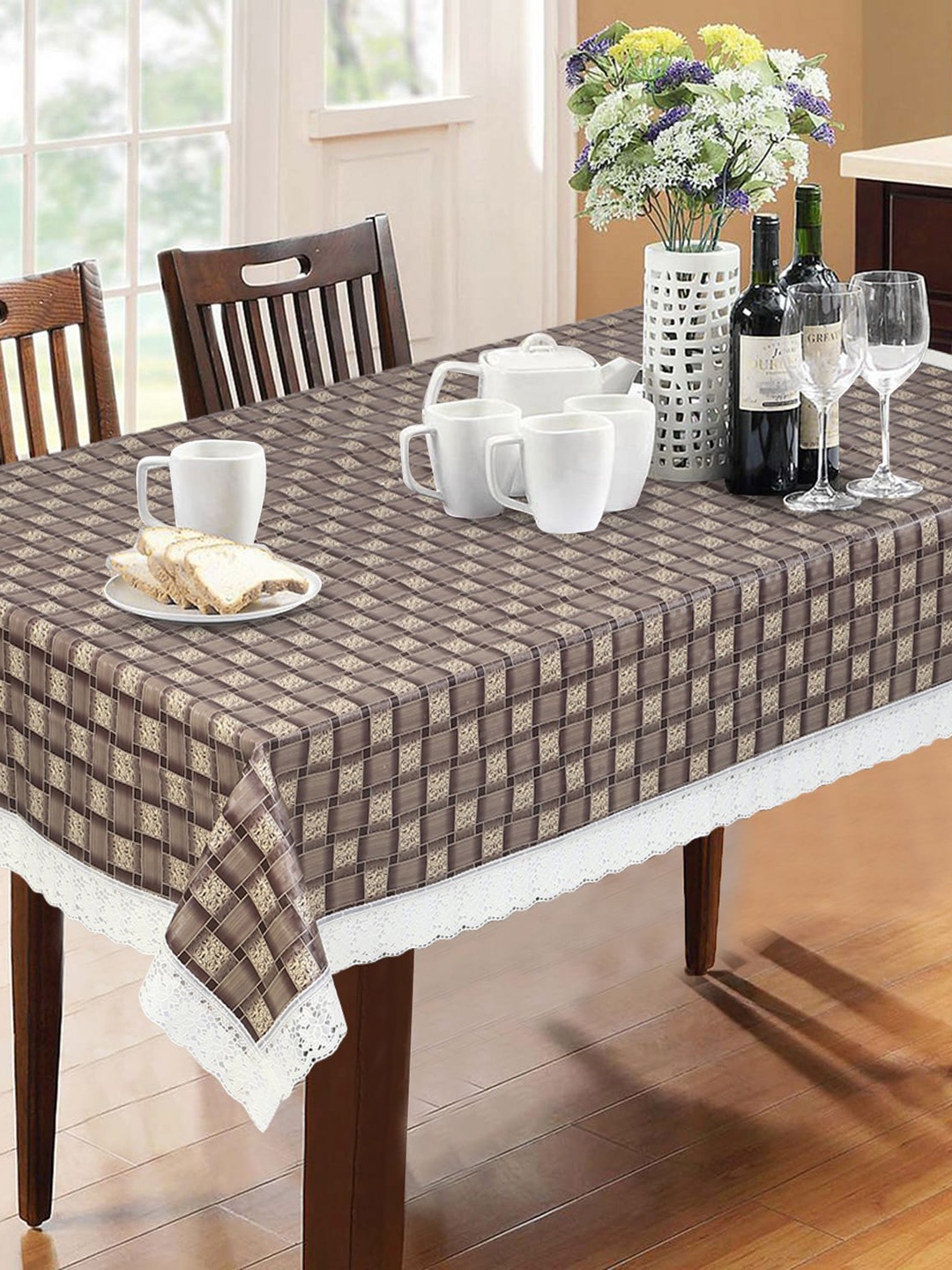 

Dakshya Industries Brown & White Printed 6-Seater Table Cover