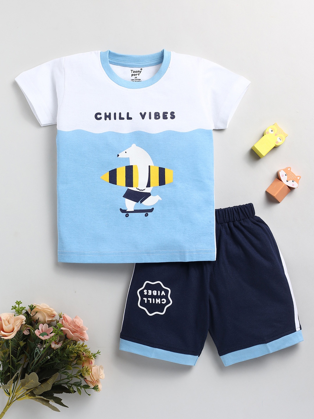 

Toonyport Boys Graphic Printed T-shirt with Shorts, Blue