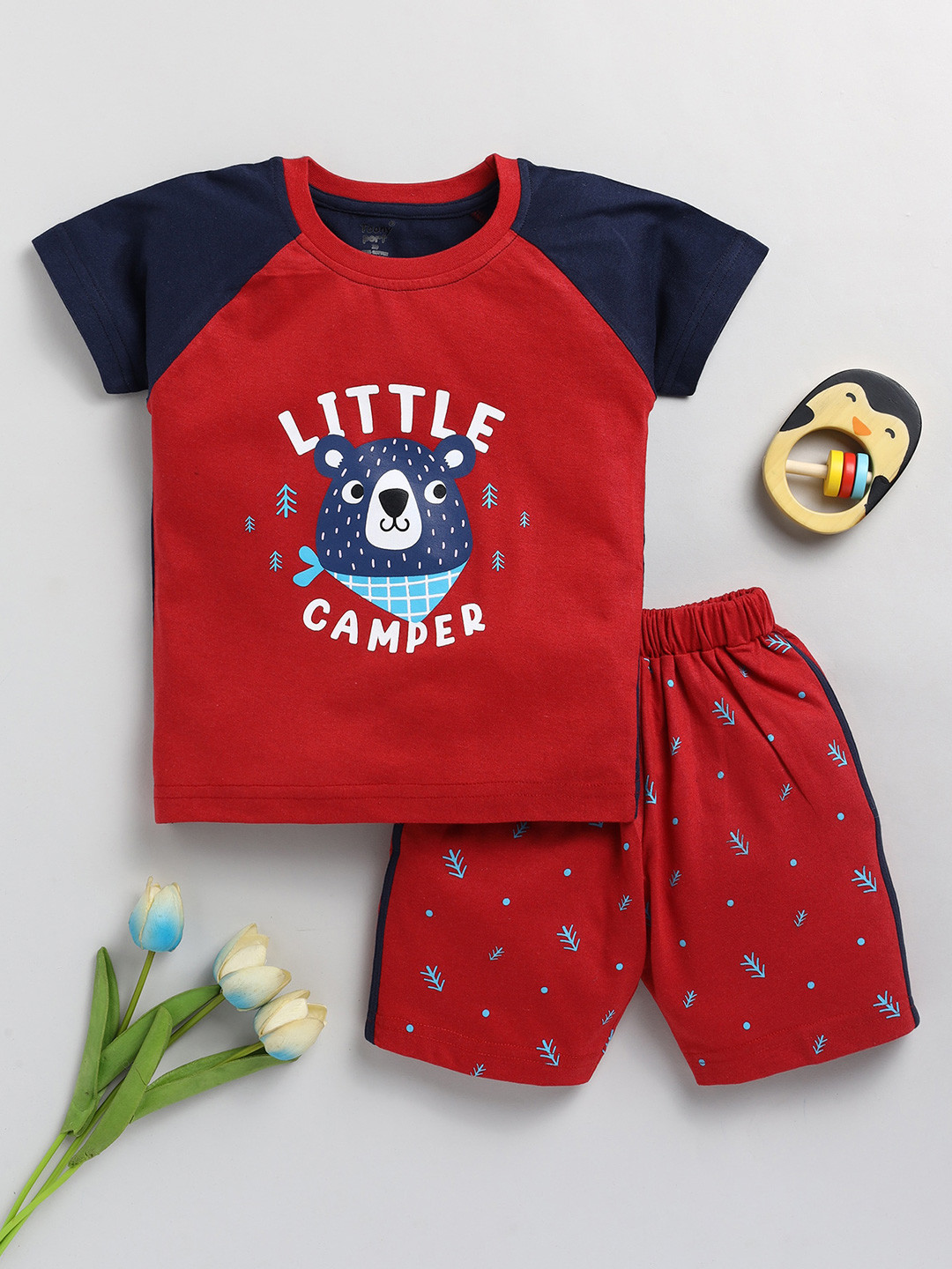 

Toonyport Boys Graphic Printed T-shirt with Shorts, Red