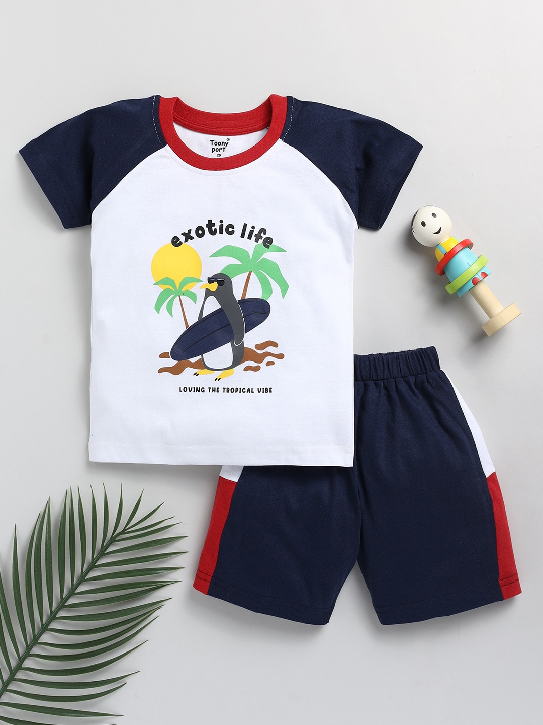 

Toonyport Boys Graphic Printed T-shirt with Shorts, Blue