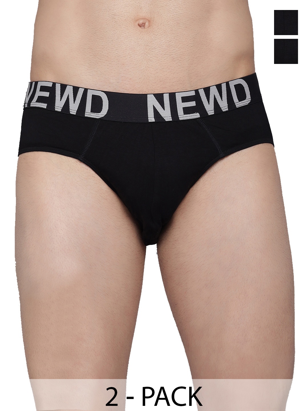 

NEWD Pack Of 2 Label Free Basic Briefs NBS3-BLACK-C2-S