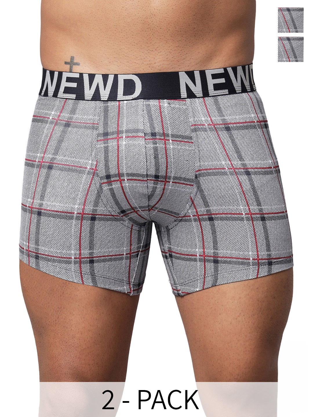 

NEWD Pack Of 2 Checked Label Free Trunks NTP14-N.GREY-C2-S
