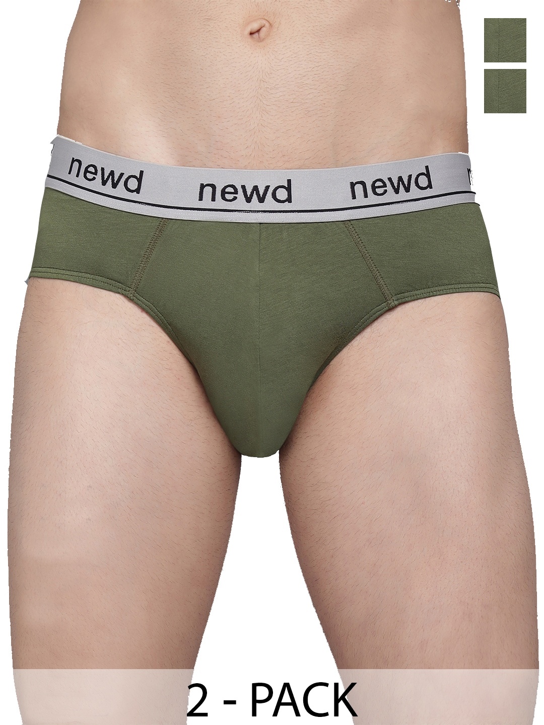 

NEWD Pack Of 2 Label Free Basic Briefs NBS1-OLIVE-C2-S
