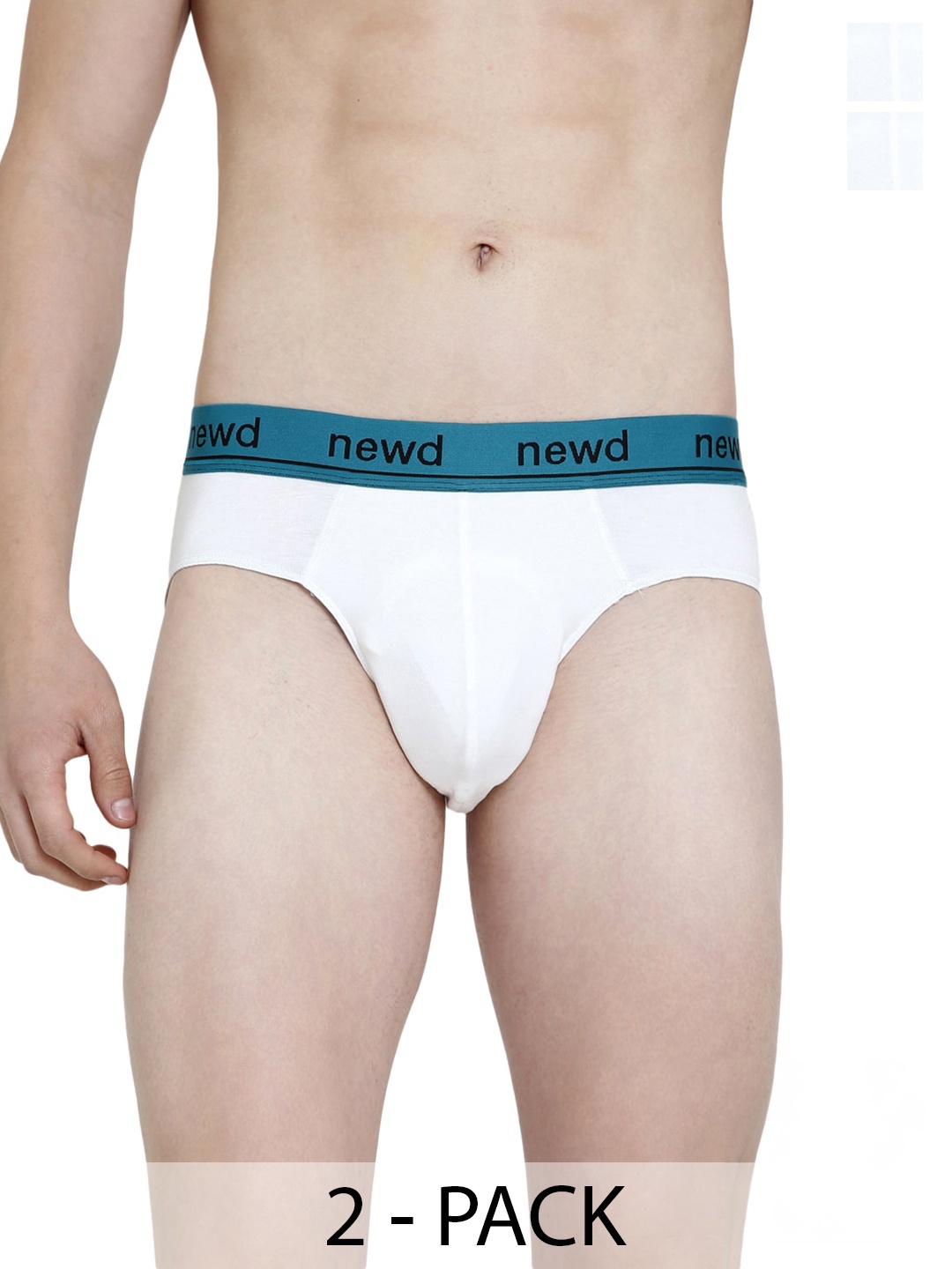 

NEWD Pack Of 2 Label Free Basic Briefs NBS4-WHITE-C2-S