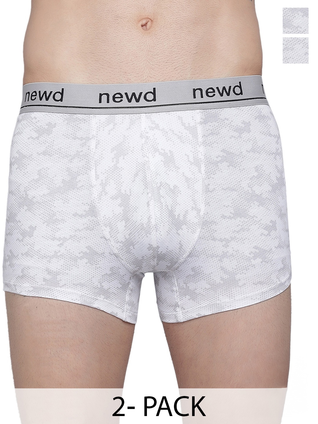 

NEWD Pack Of 2 Printed Mid Rise Trunk NTP6-WHITE-C2-S