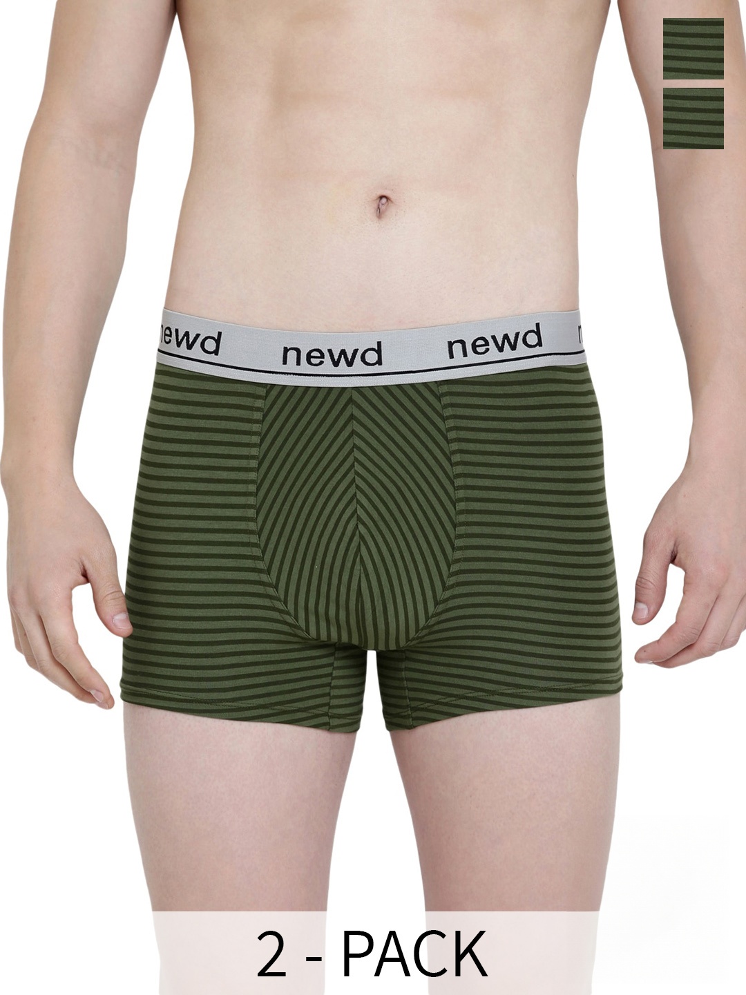 

NEWD Pack Of 2 Printed Label Free Mid Rise Trunk NTP5-OLIVE-C2-S