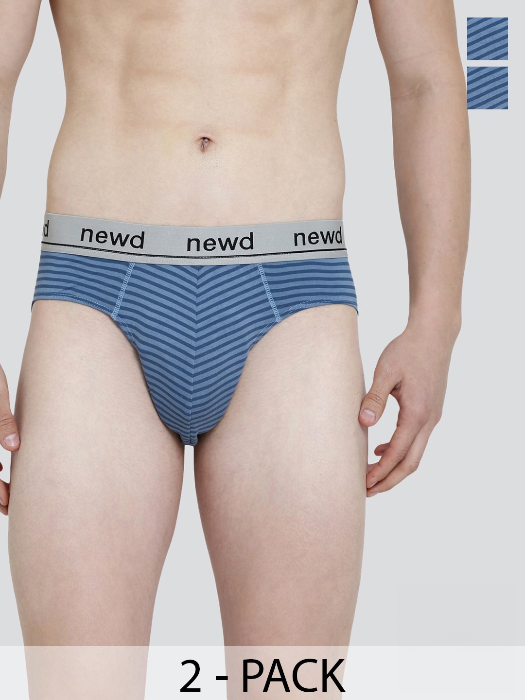 

NEWD Pack Of 2 Striped Basic Briefs NBP5-BLUE-C2-S