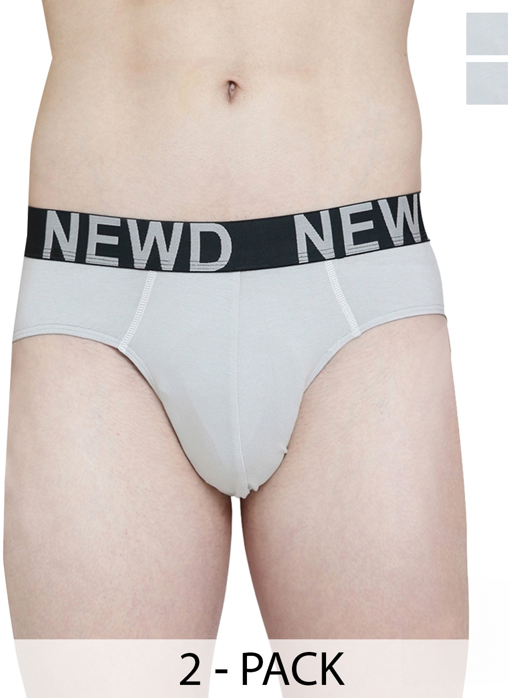 

NEWD Pack Of 2 Mid-Rise Label free Basic Briefs NBS3-LT.GREY-C2-S