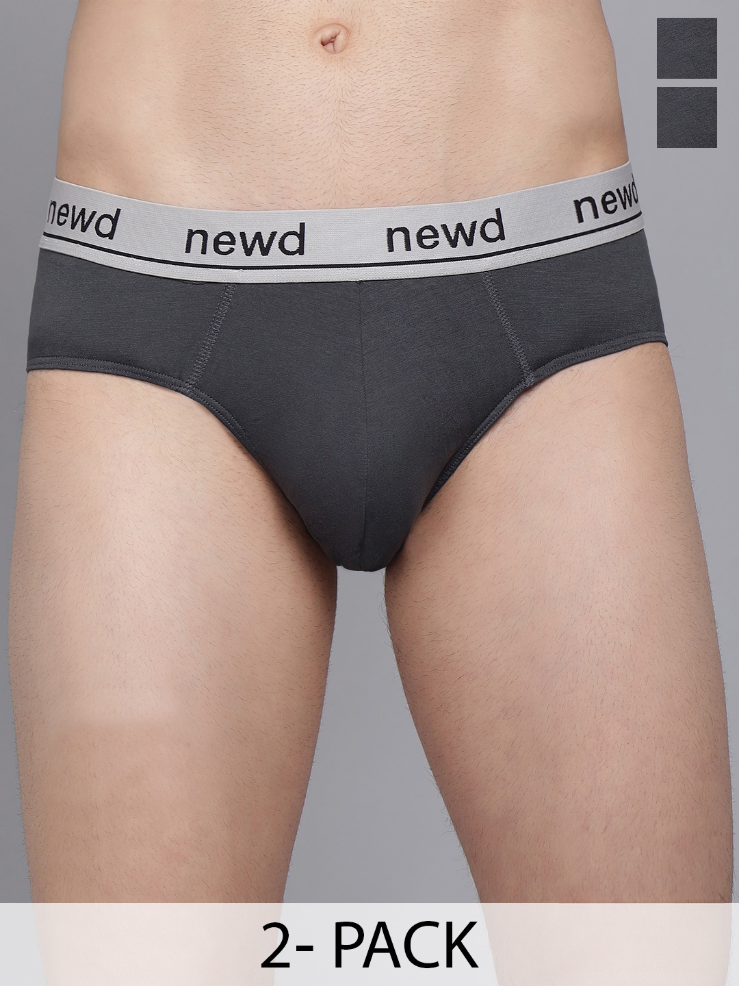 

NEWD Pack Of 2 Basic Briefs NBS1-D.GREY-C2-S, Charcoal