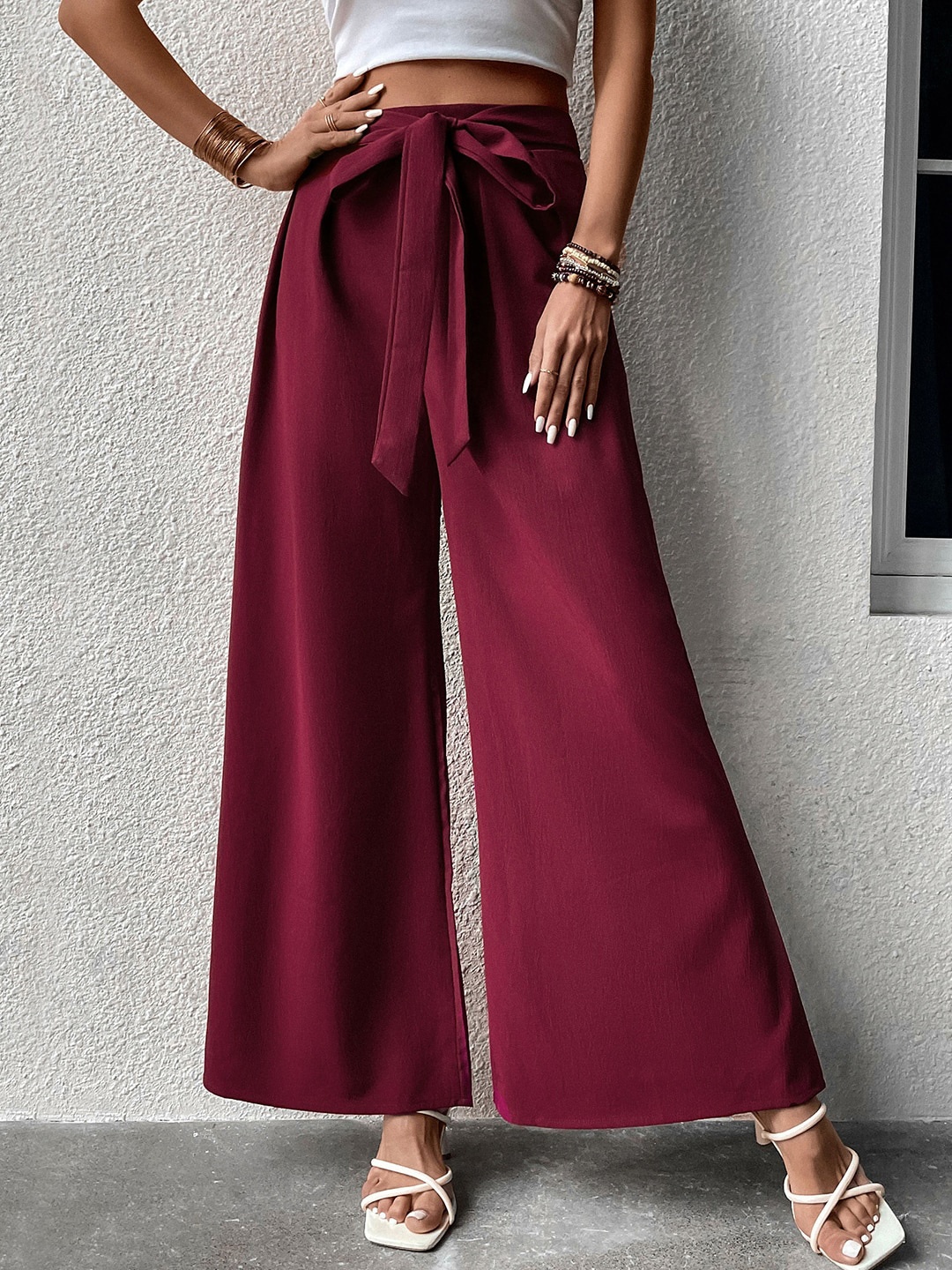 

StyleCast Red Women Wide Leg Palazzos