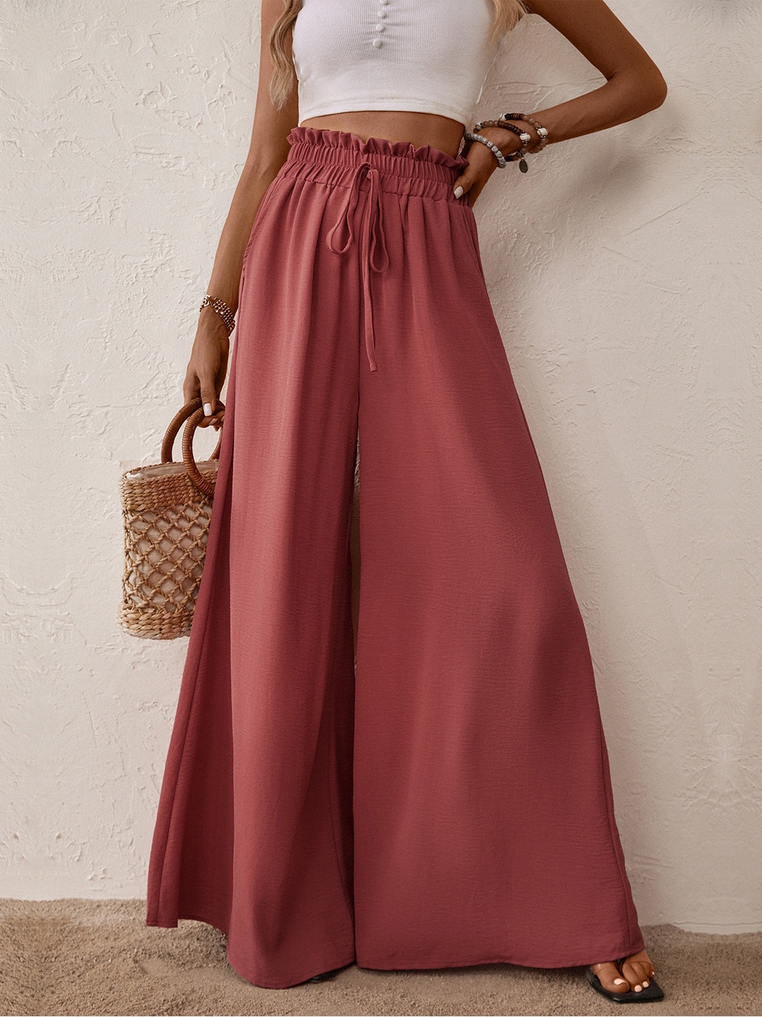 

StyleCast Women Flared Palazzos, Red