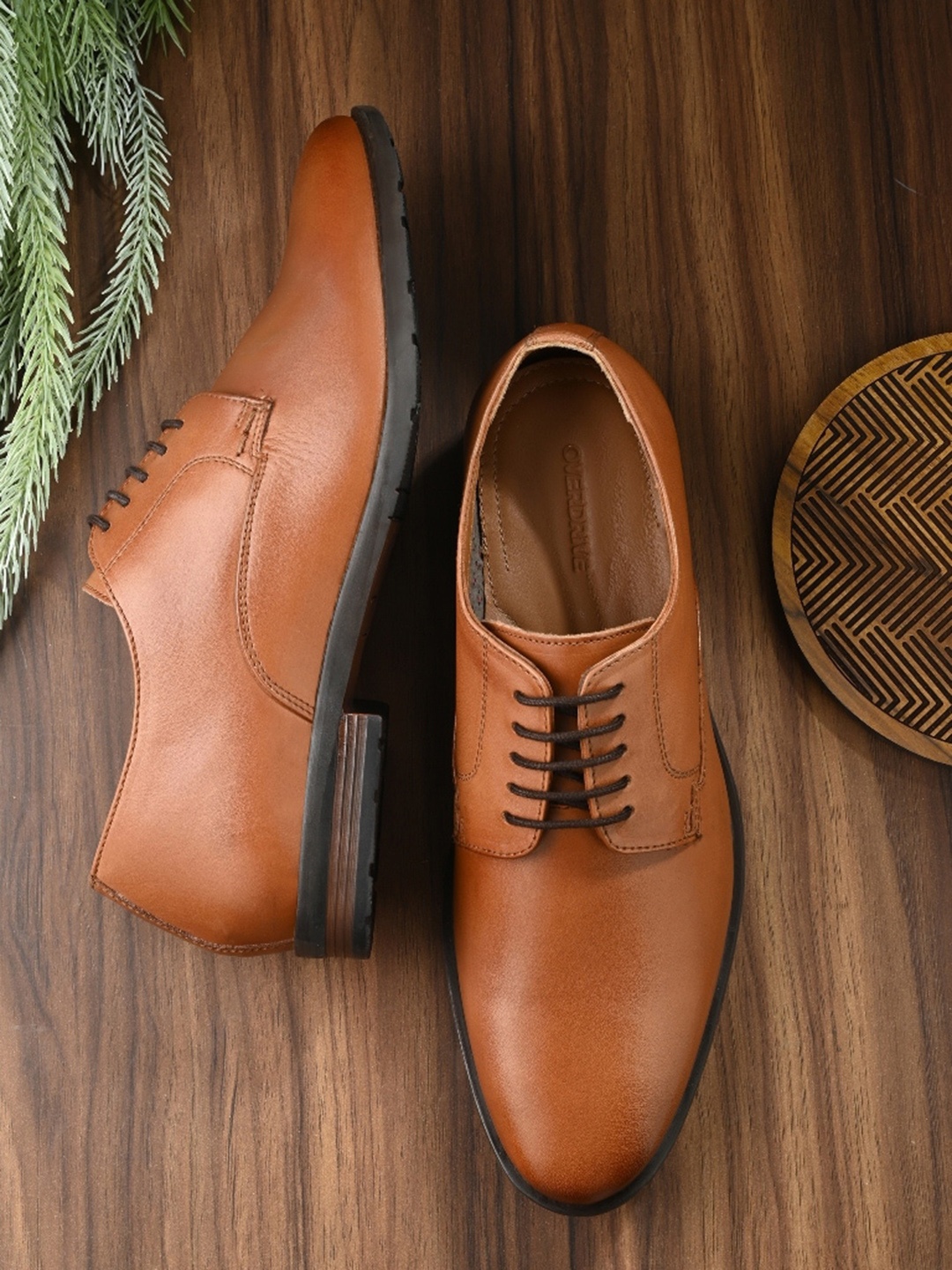 

Overdrive Men Leather Formal Derbys, Tan