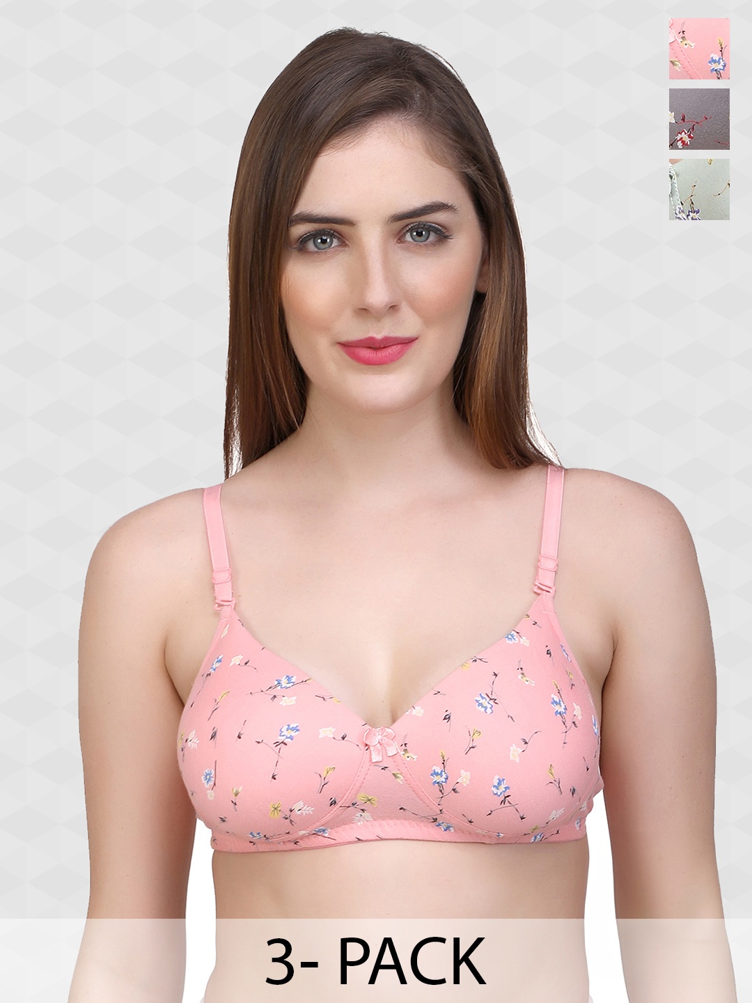 

LIONZY Pack of 3 Bra Full Coverage Lightly Padded, Green
