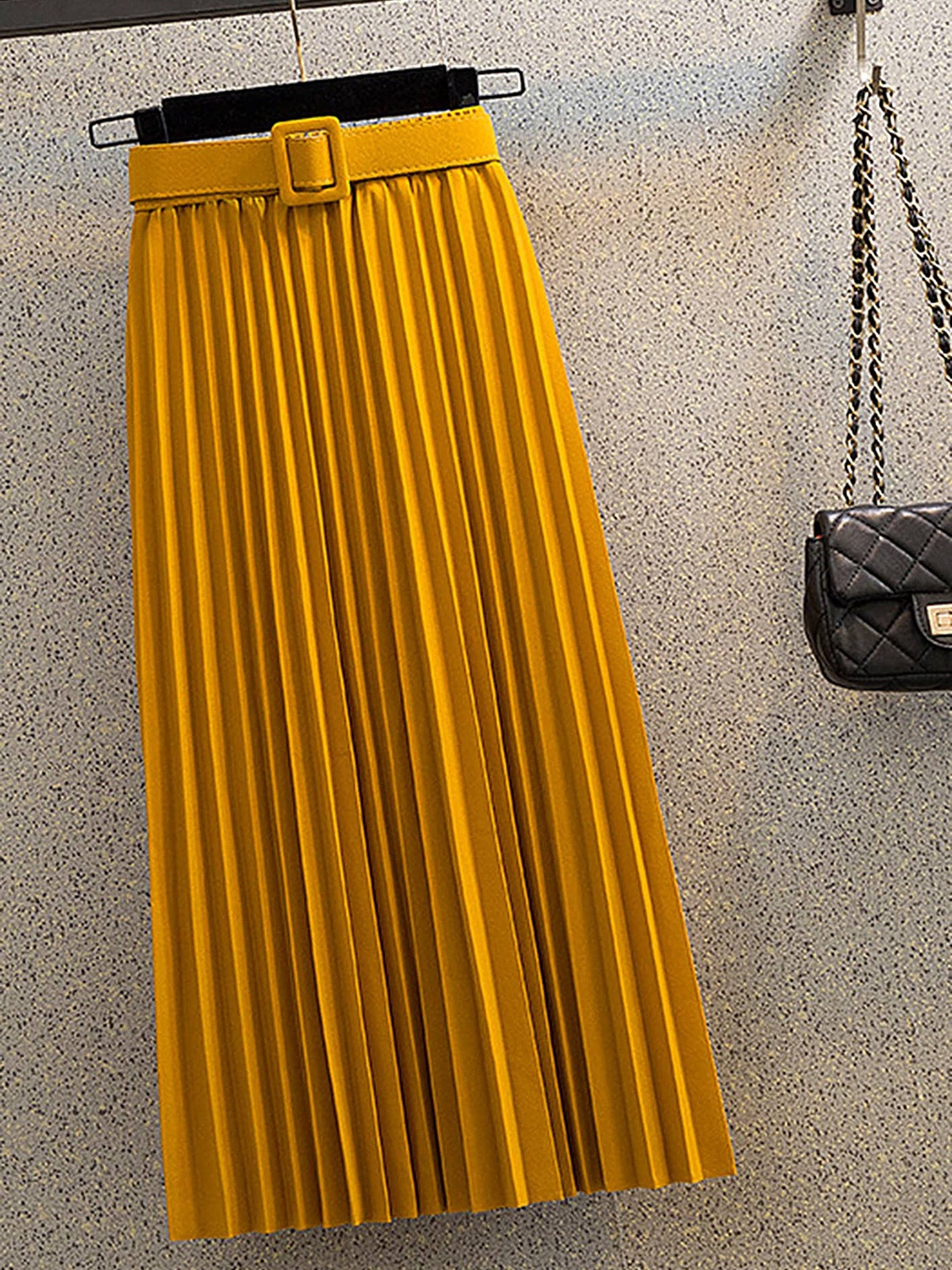 

LULU & SKY Straight Midi Skirt With Belt, Yellow