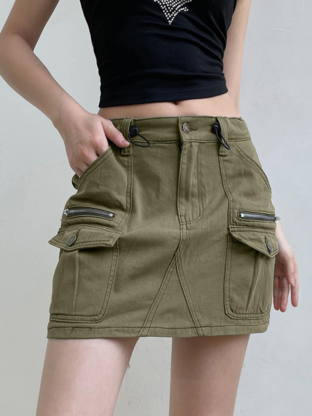 

LULU & SKY Straight Mini Denim Skirt, Green