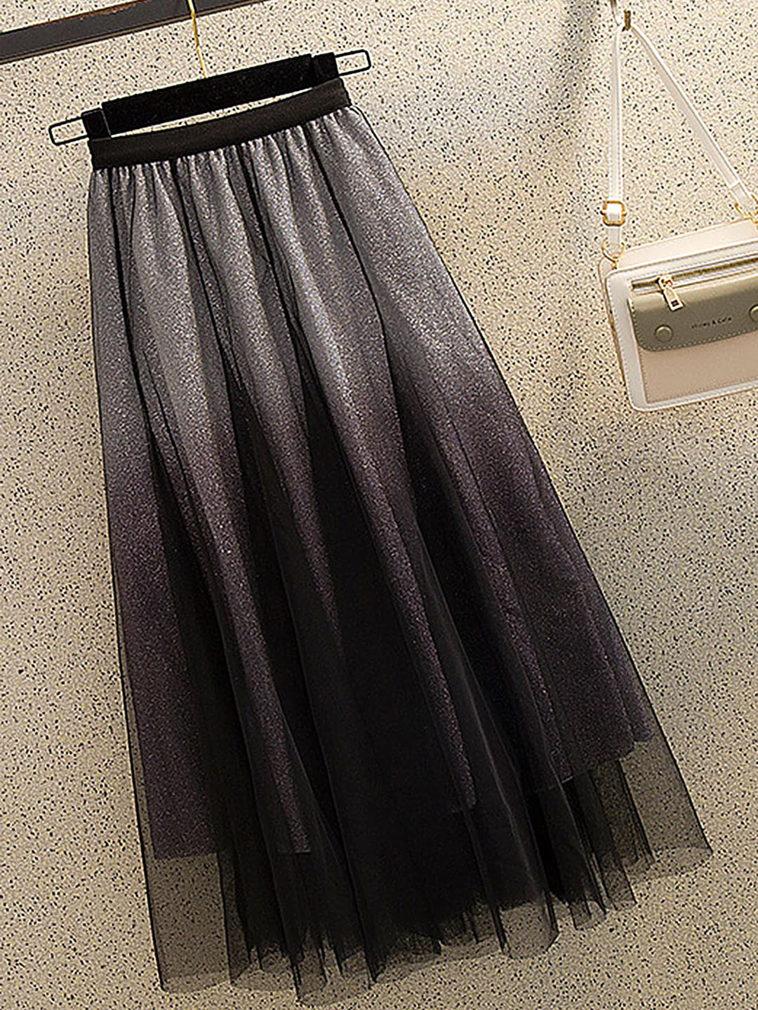 

LULU & SKY Gradient Flared Midi Skirt, Black