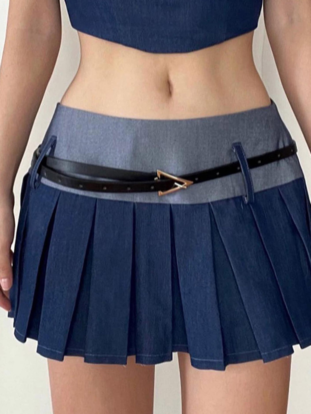 

LULU & SKY Mid-Rise Pleated Mini Skirts, Blue