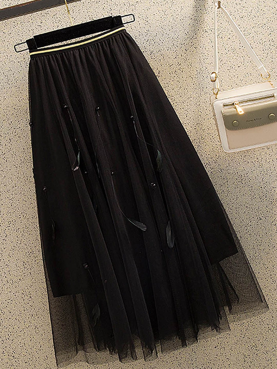 

LULU & SKY Cut-Out Slits Maxi Skirts, Black