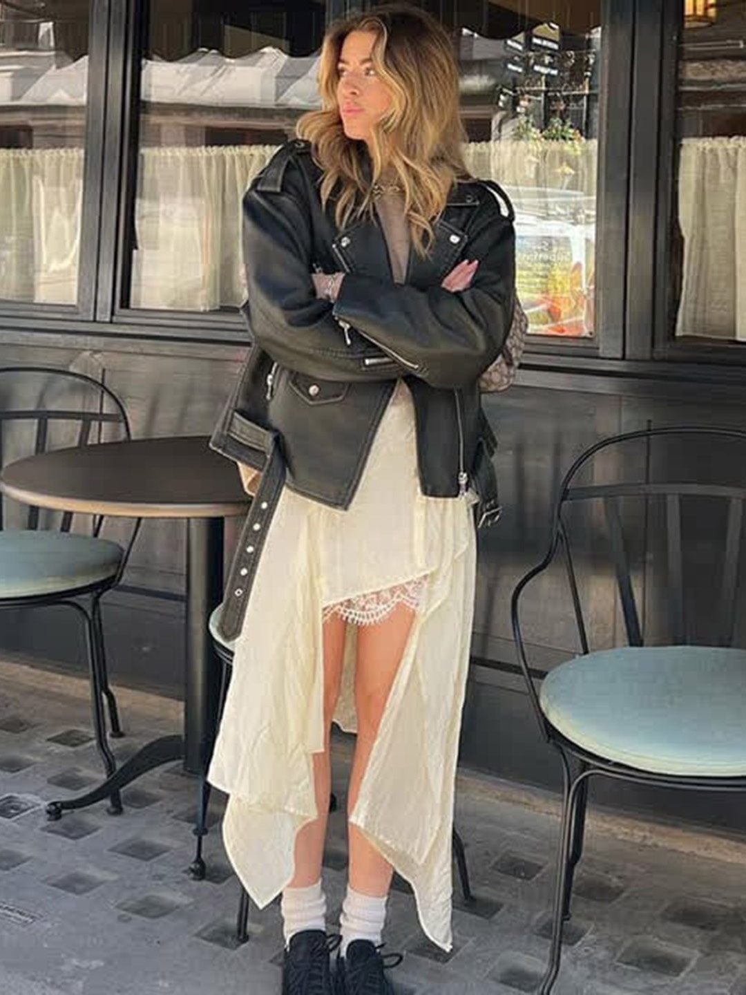 

LULU & SKY Laced A-Line Asymmetric Midi Skirt, Nude
