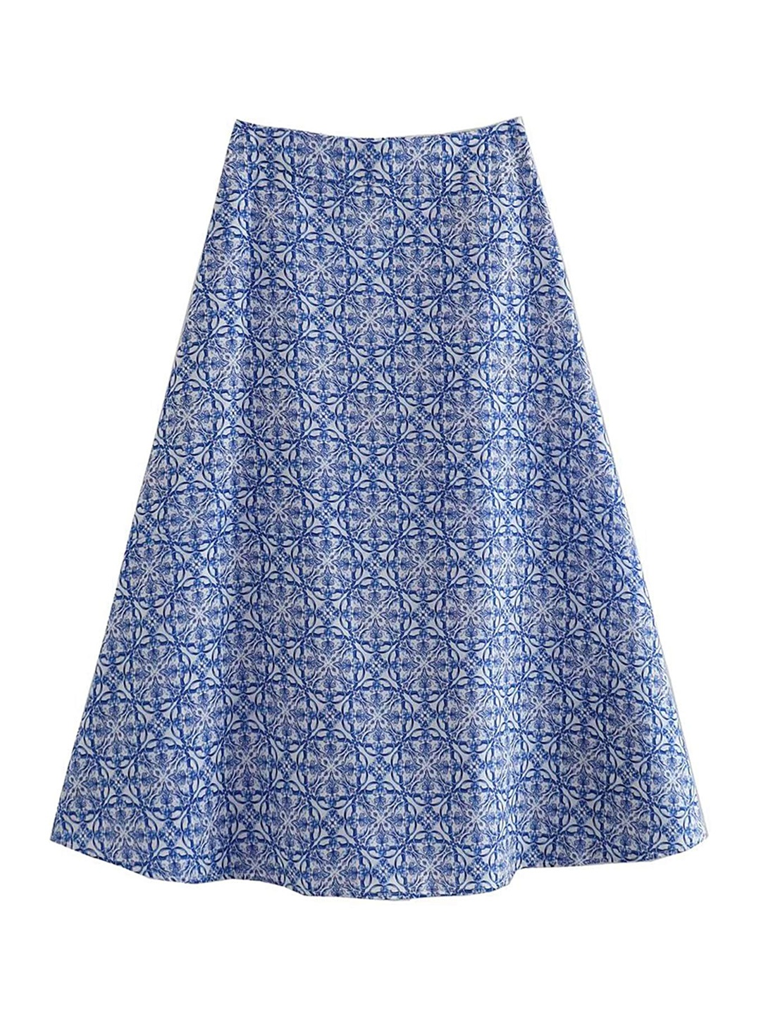 

LULU & SKY Printed A-Line Midi Length Skirt, Blue