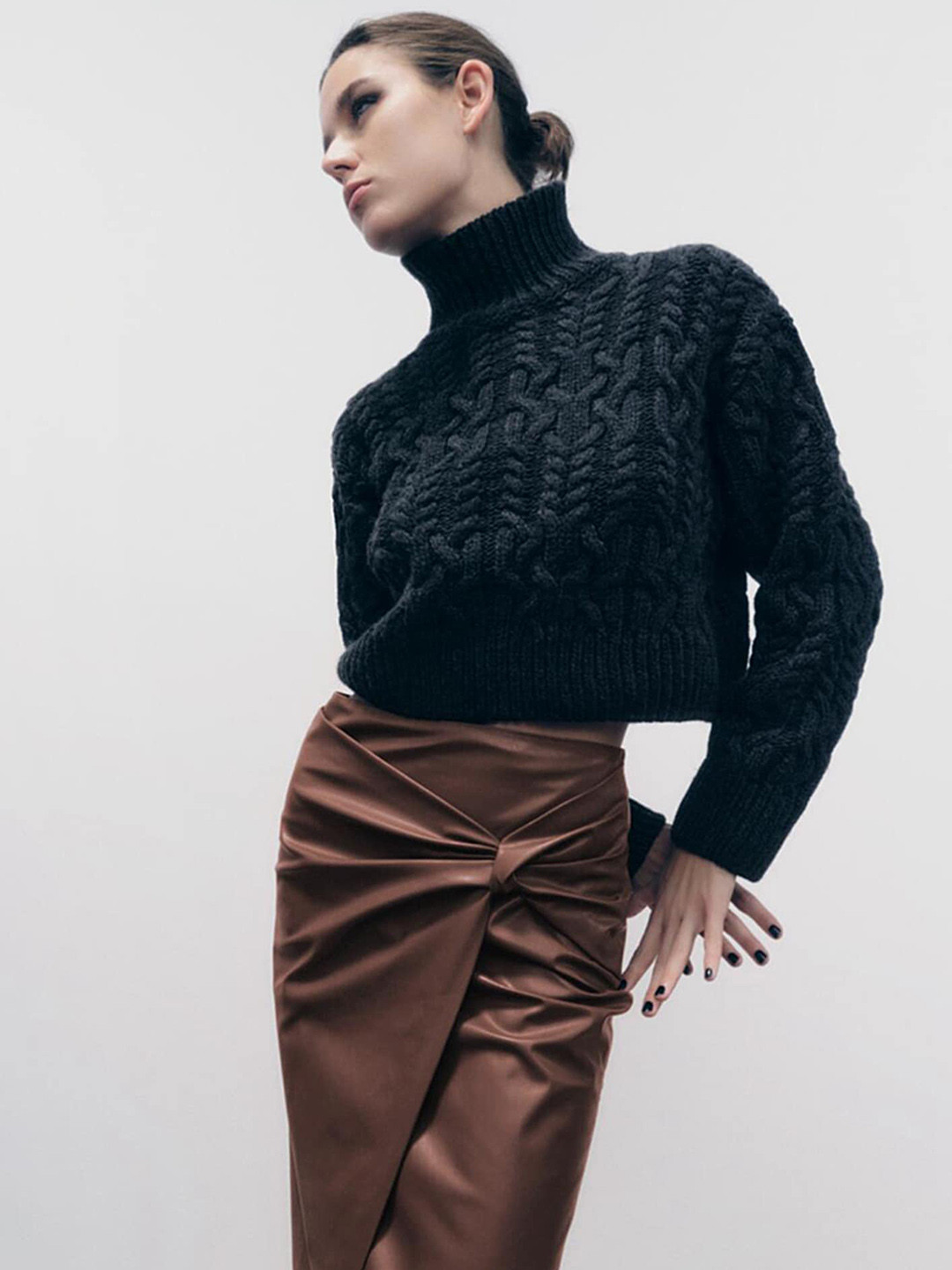 

LULU & SKY Straight Midi Skirts, Brown