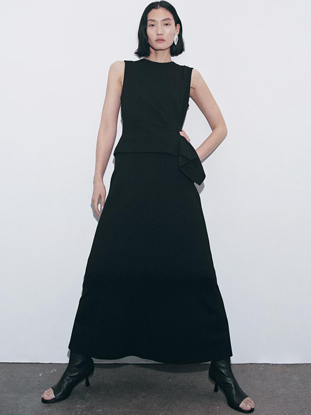 

LULU & SKY Twill A-Line Midi Skirt, Black