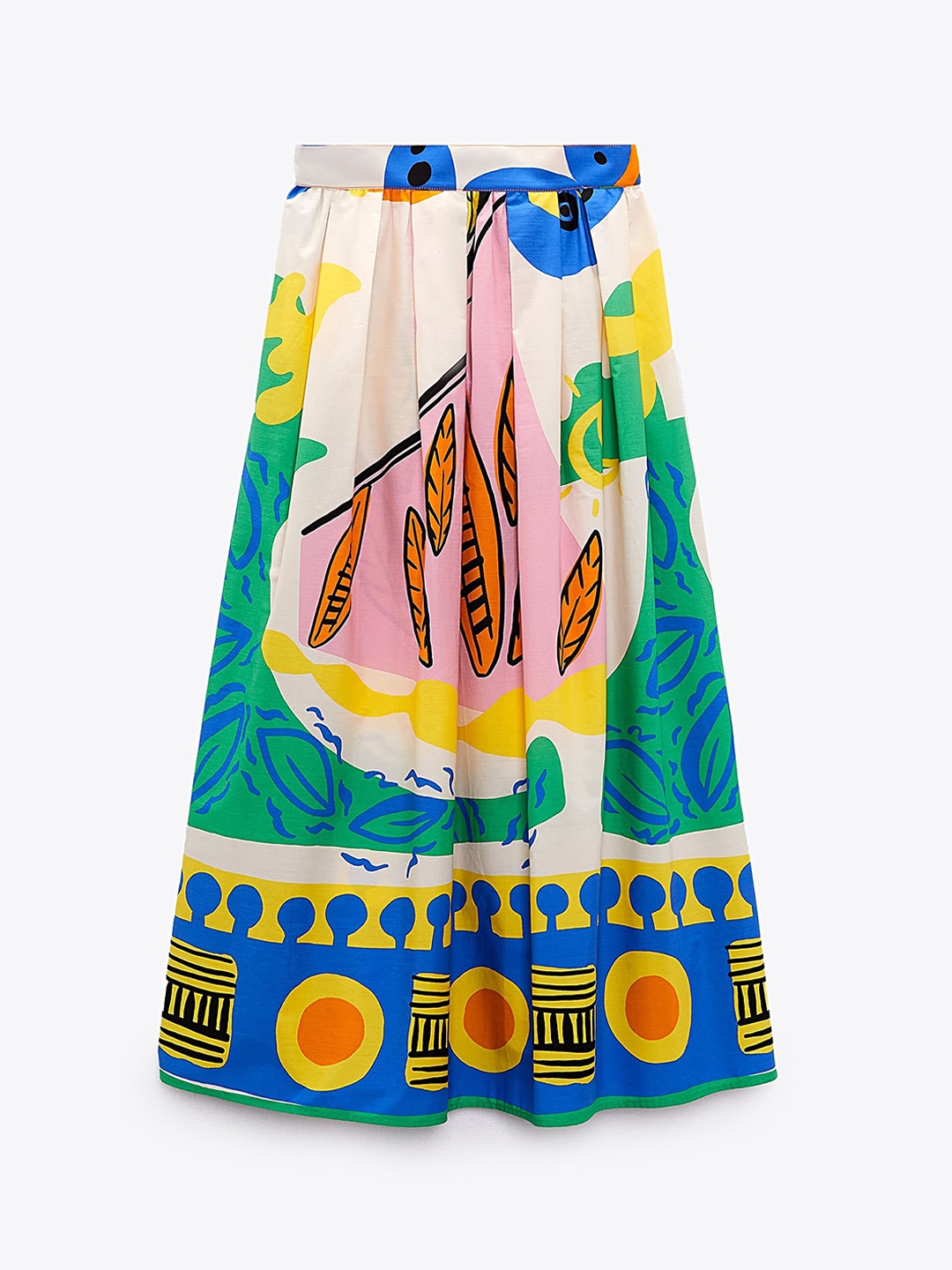 

LULU & SKY Abstract Printed Flared Midi Skirt, Blue