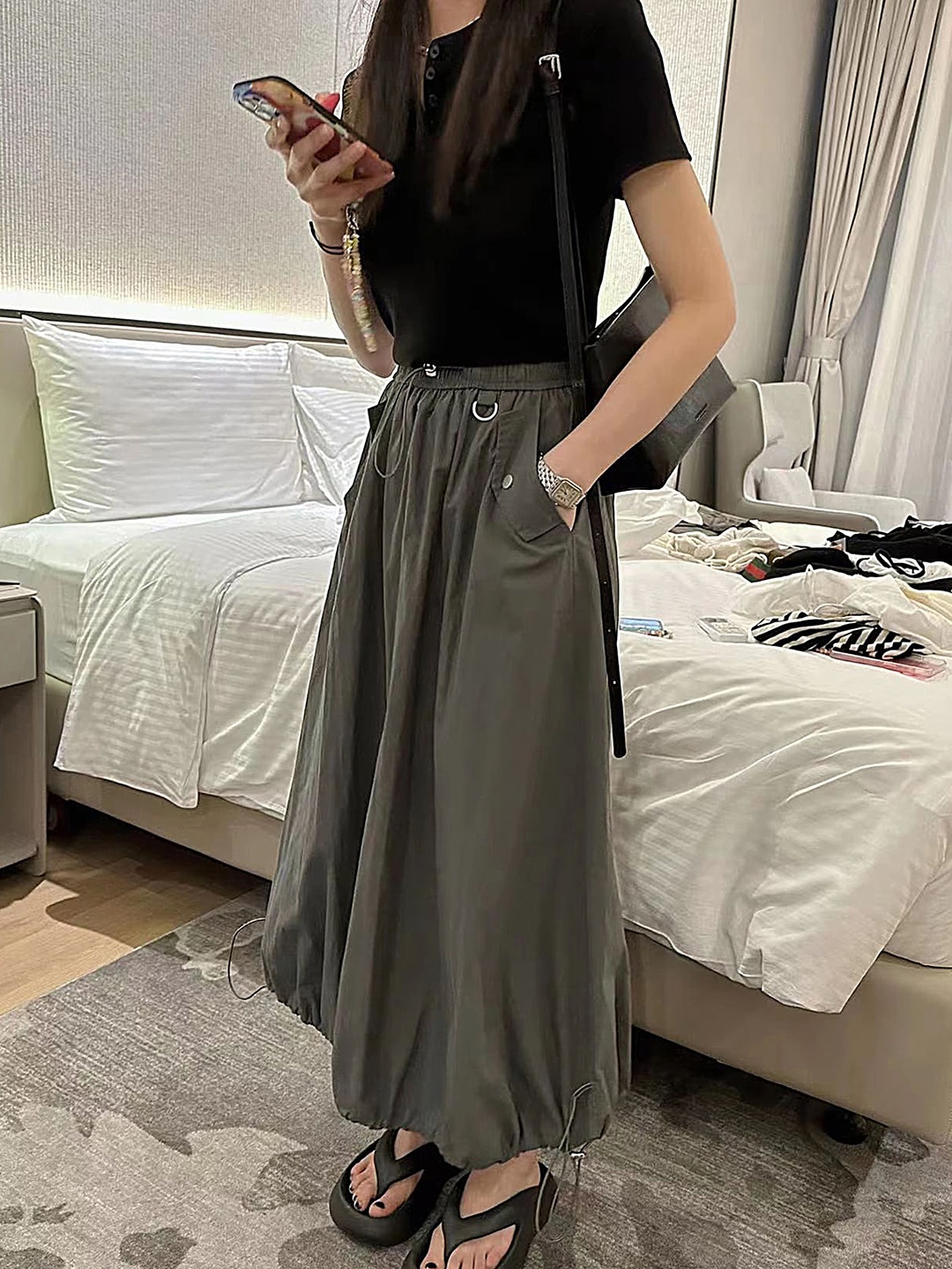 

LULU & SKY Pure Cotton Flared Midi Skirts, Green