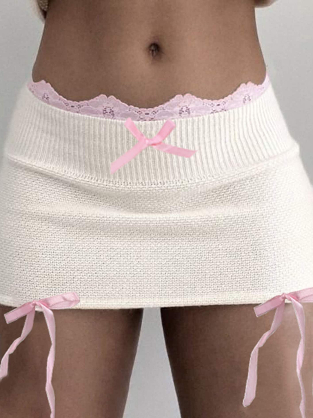 

LULU & SKY Lace-Up Details A-Line Mini Skirts, White