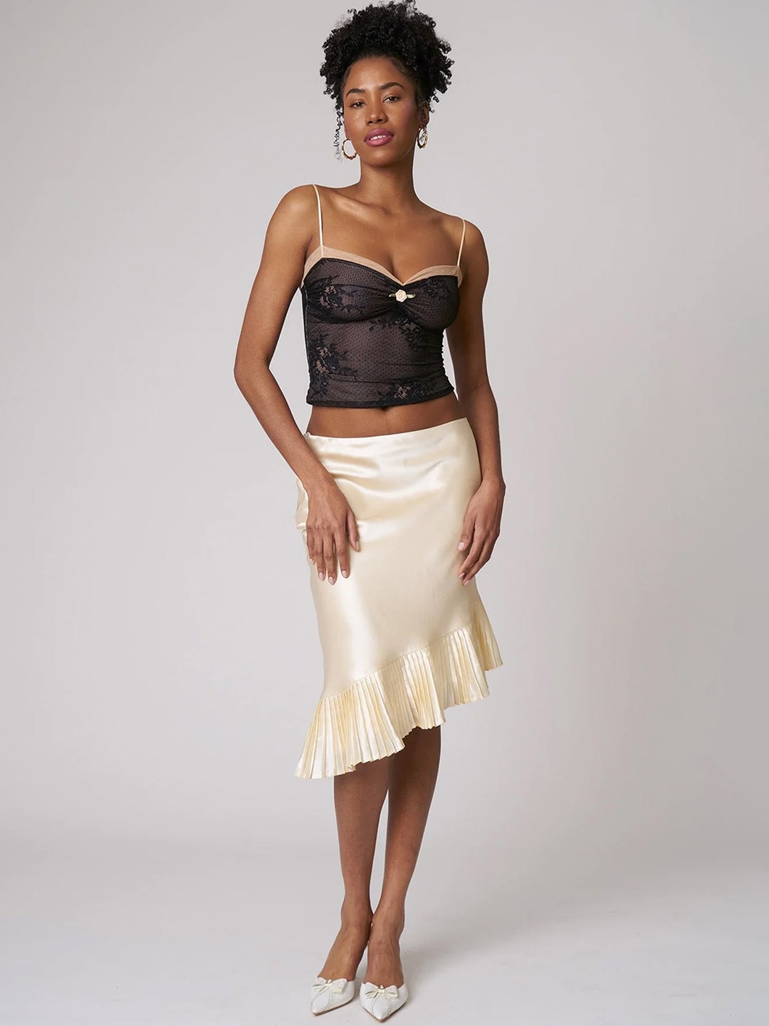 

LULU & SKY A-Line Midi Skirt, Off white