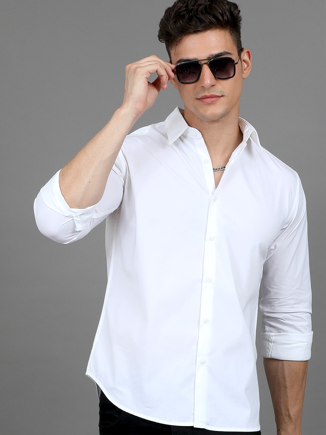 

HERE&NOW Slim Fit Cotton Casual Shirt, White