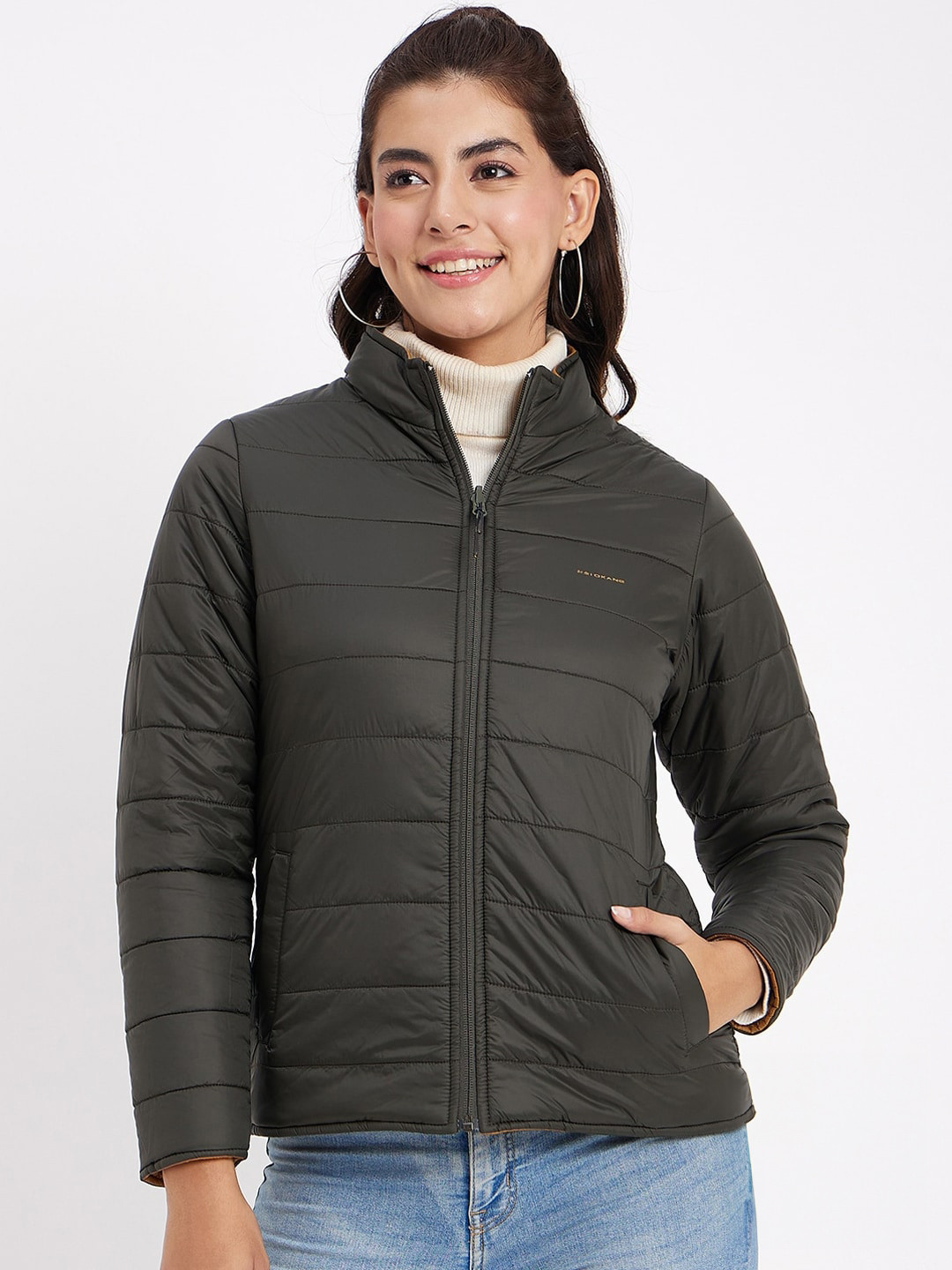 

Okane Faux Fur Trim Reversible Padded Jacket, Tan