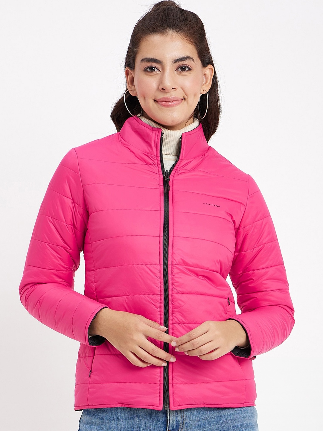 

Okane Mock Collar Reversible Puffer Jacket, Pink