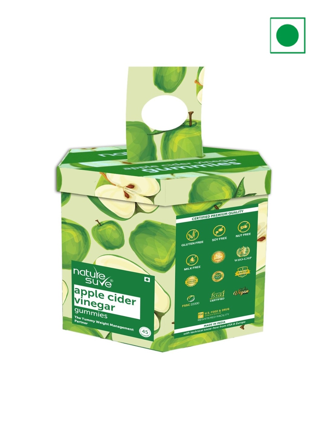 

Nature Sure Apple Cider Vinegar Gummies For Weight Management - 45 Gummies, Green