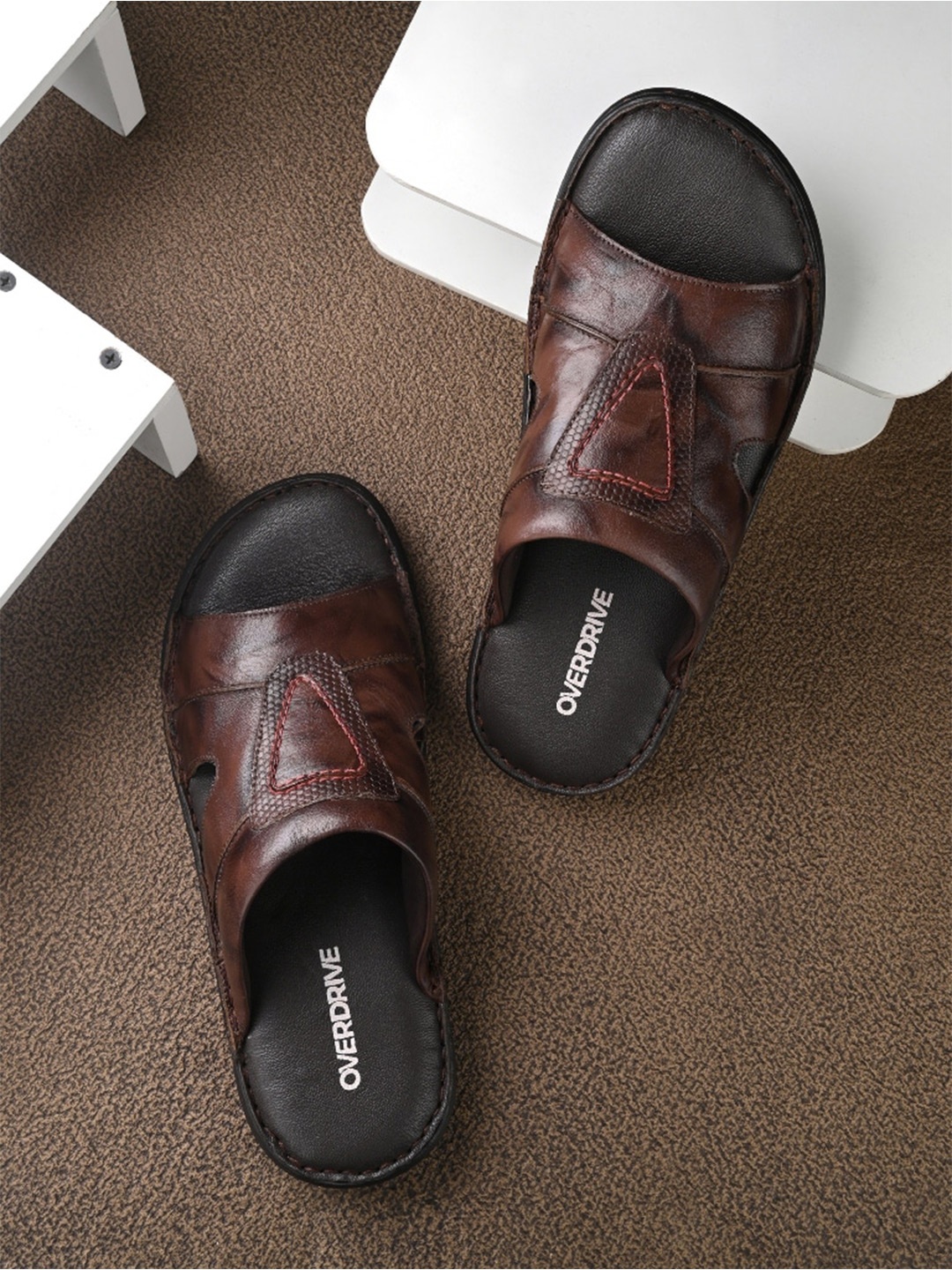 

Overdrive Men Leather Comfort Sandals, Brown
