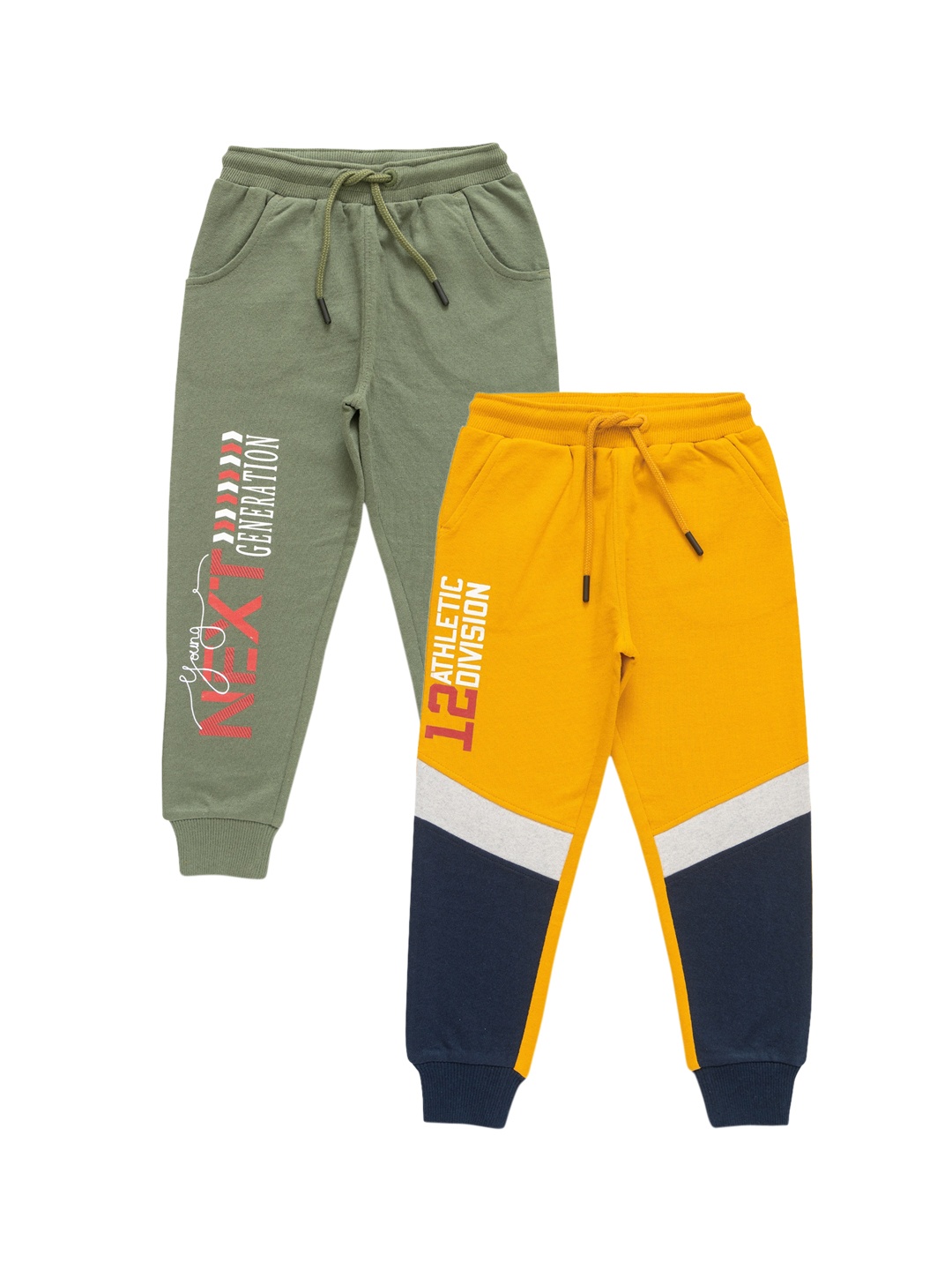 

JusCubs Boys Pack Of 2 Printed Cotton Joggers, Yellow