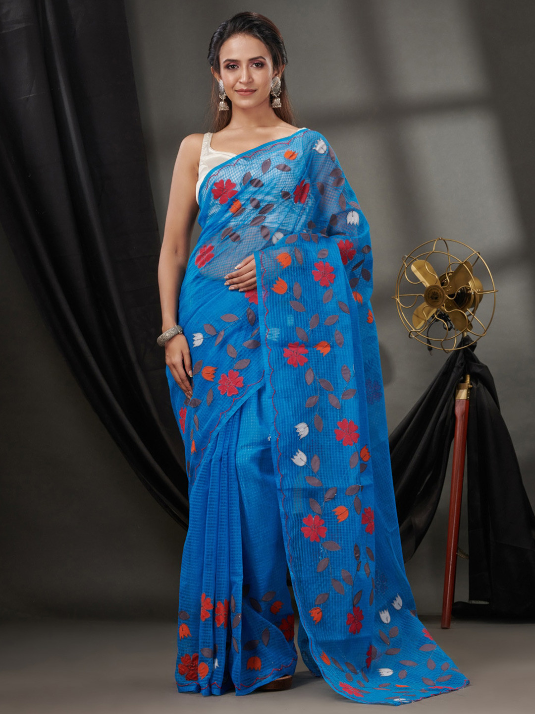

Charukriti Floral Woven Design Kota Saree, Blue