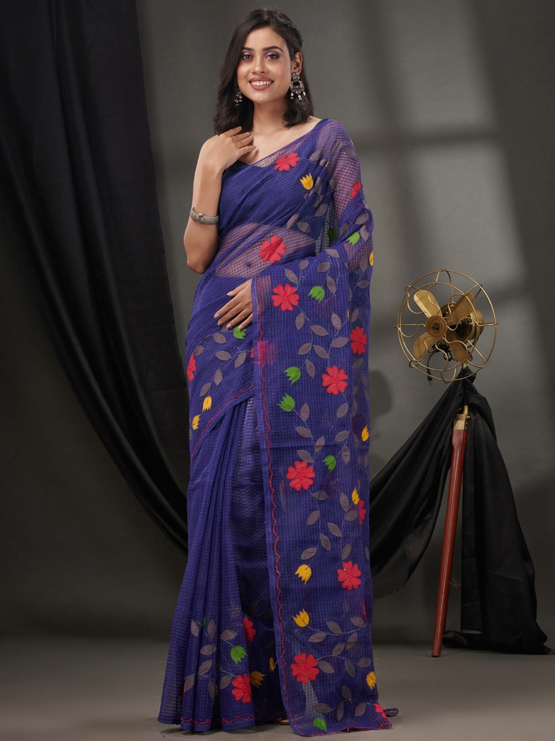 

Charukriti Floral Woven Design Kota Saree, Blue