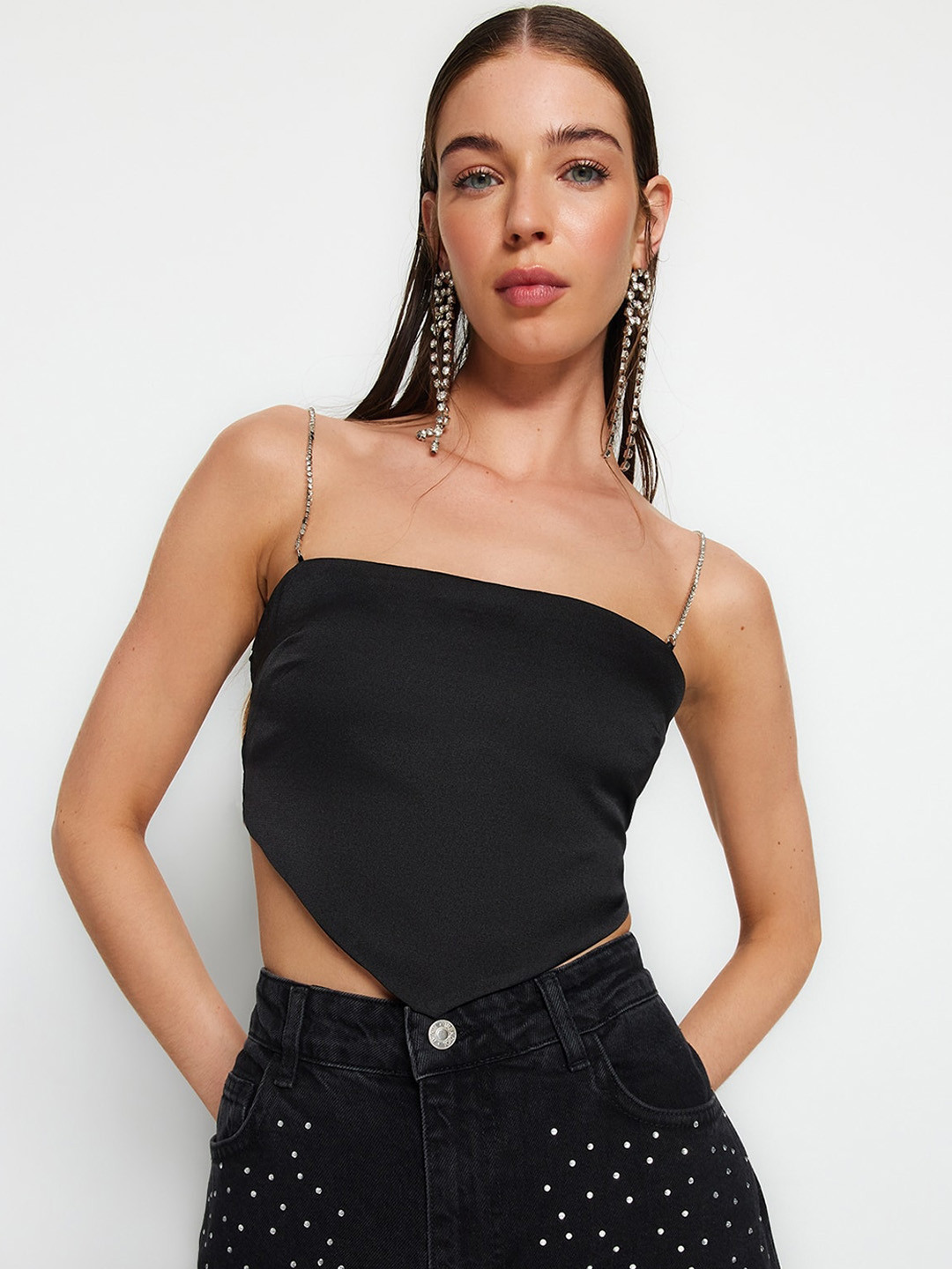

Trendyol Shoulder Straps Bralette Top, Black