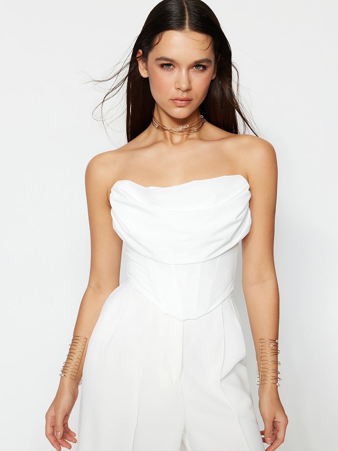 

Trendyol Strapless Corset Crop Top, White