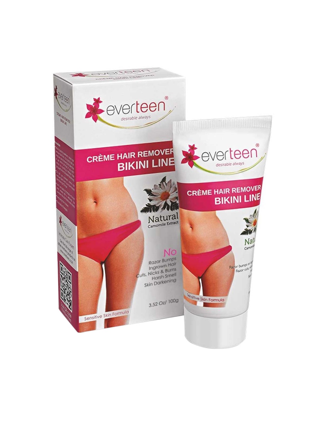 

everteen Natural Bikini Line Hair Remover Creme - 100g, White