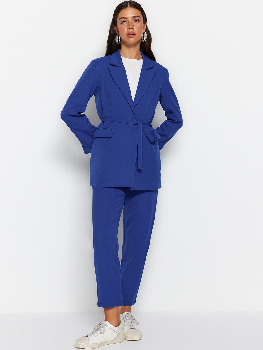 

Trendyol Notched Lapel Neck Blazer With Trousers, Blue